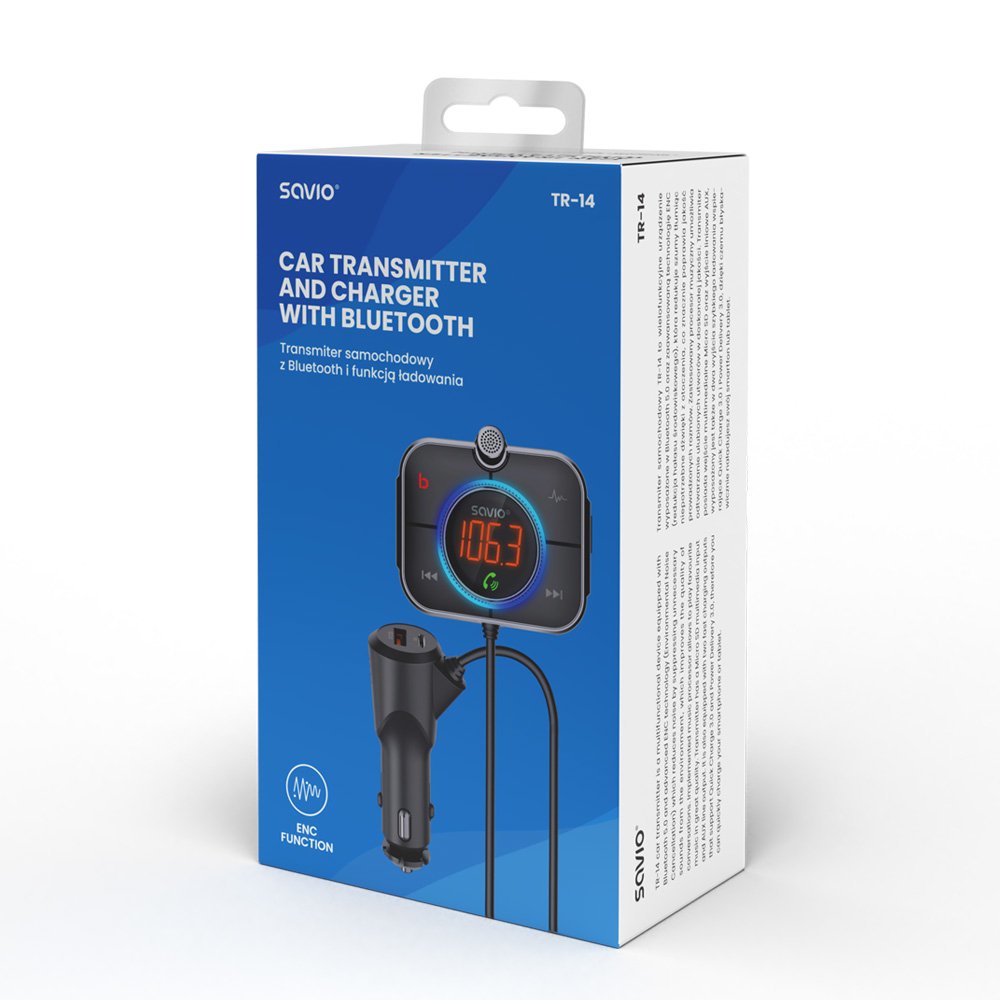 EAN 5901986047810 - Savio TR-14 Transmiter FM z Bluetooth i ładowarką PD 87,6 - 107,9 MHz Bluetooth/USB Negro imagen 10