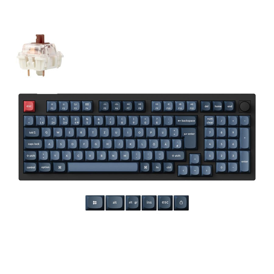 Keychron V5 Max (Negro/Azulgris, De-Layout, Gateron Jupiter Brown, Hot-Swap, Rgb) V5m-D3-De