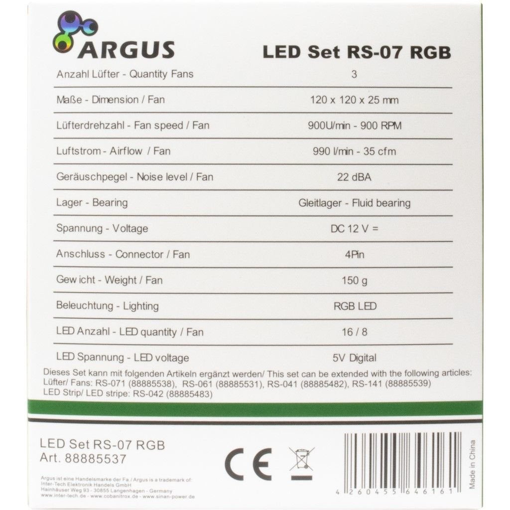 EAN 4260455646161 - Inter-Tech Argus RS-07 Carcasa del ordenador Ventilador 12 cm Negro, Blanco imagen 9
