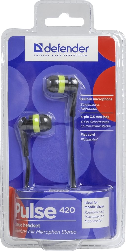 EAN 4714033634212 - Defender Pulse-420 Auriculares Alámbrico Dentro de oído Negro, Amarillo imagen 5