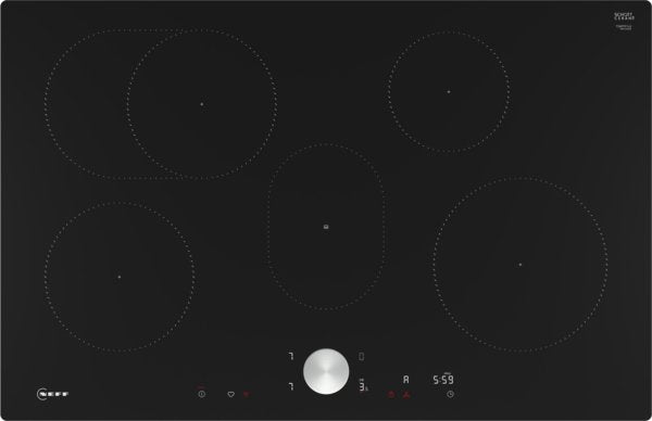 Neff T58ptf1l0 N 90, Placa De Cocina Independiente Negra/Acero Inoxidable, 80 Cm T58ptf1l0