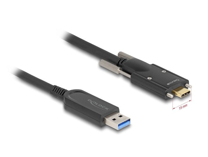 Delock 83201 Cable Óptico Activo Usb 10 Gbps-A Macho Usb Type-C Macho Con Tornillos En Los Laterales 7,5 M