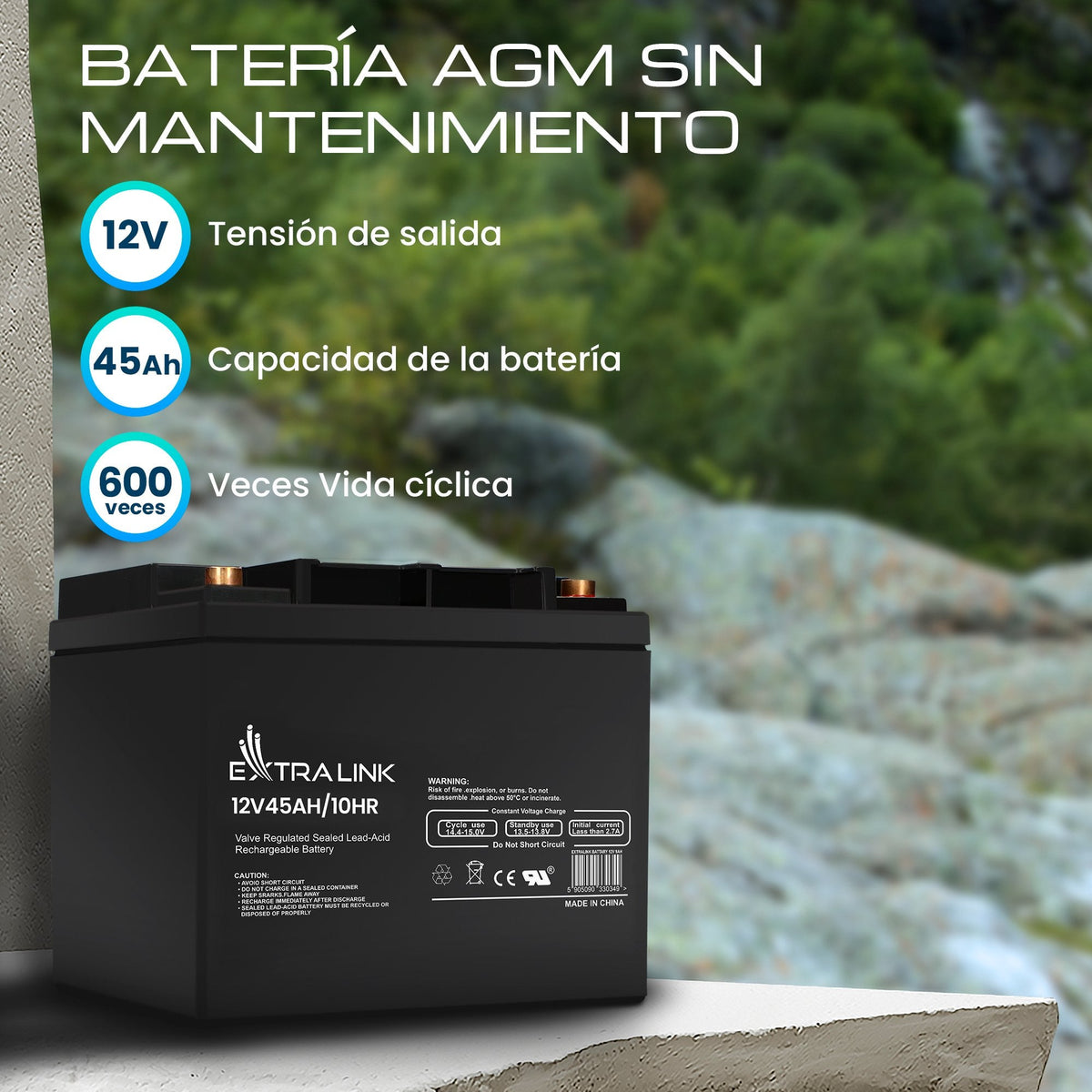 Extralink Akumulator Battery Accumulator Agm 12v 45ah Sealed Lead Acid (Vrla)