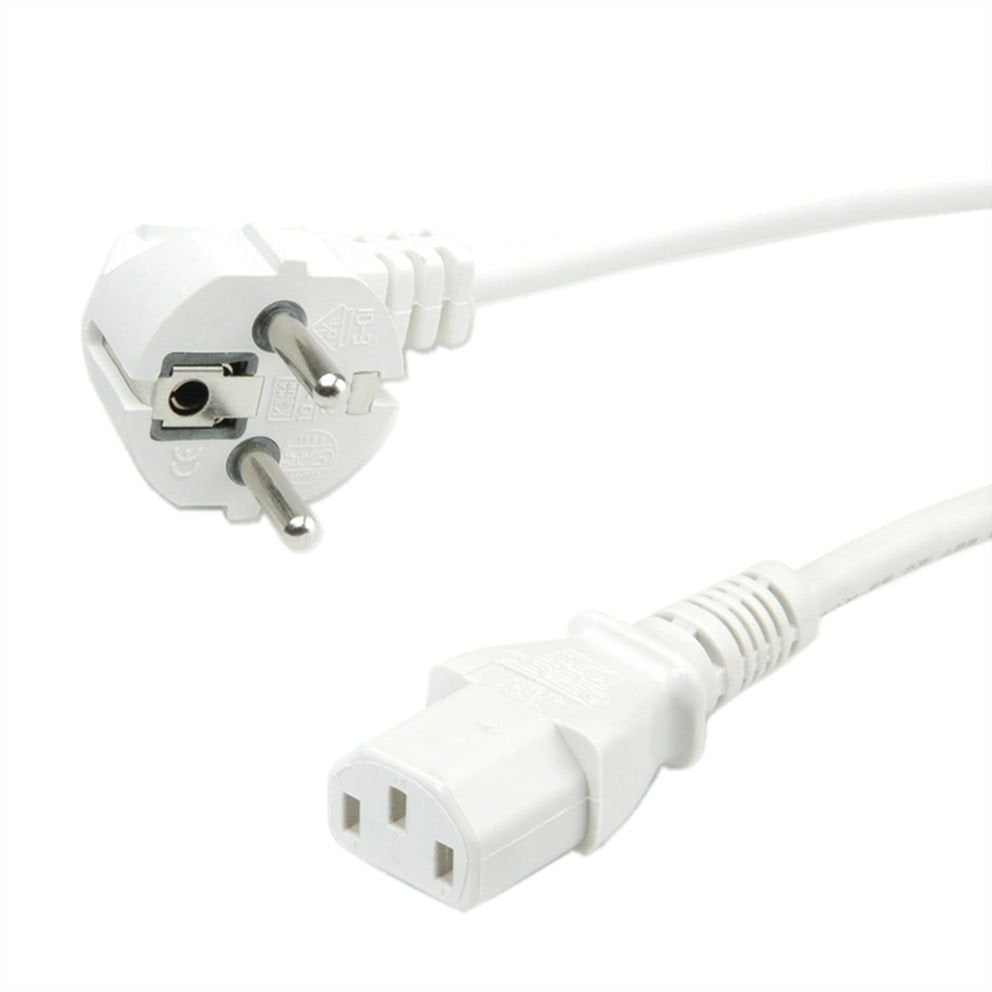Roline Verde Netzcable, Gerade Iec-Buchse, Wei, 1,8 M