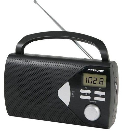 Metronic Radio Portatil Am/Fm Con Funcion Alarma - Pilas - Negro