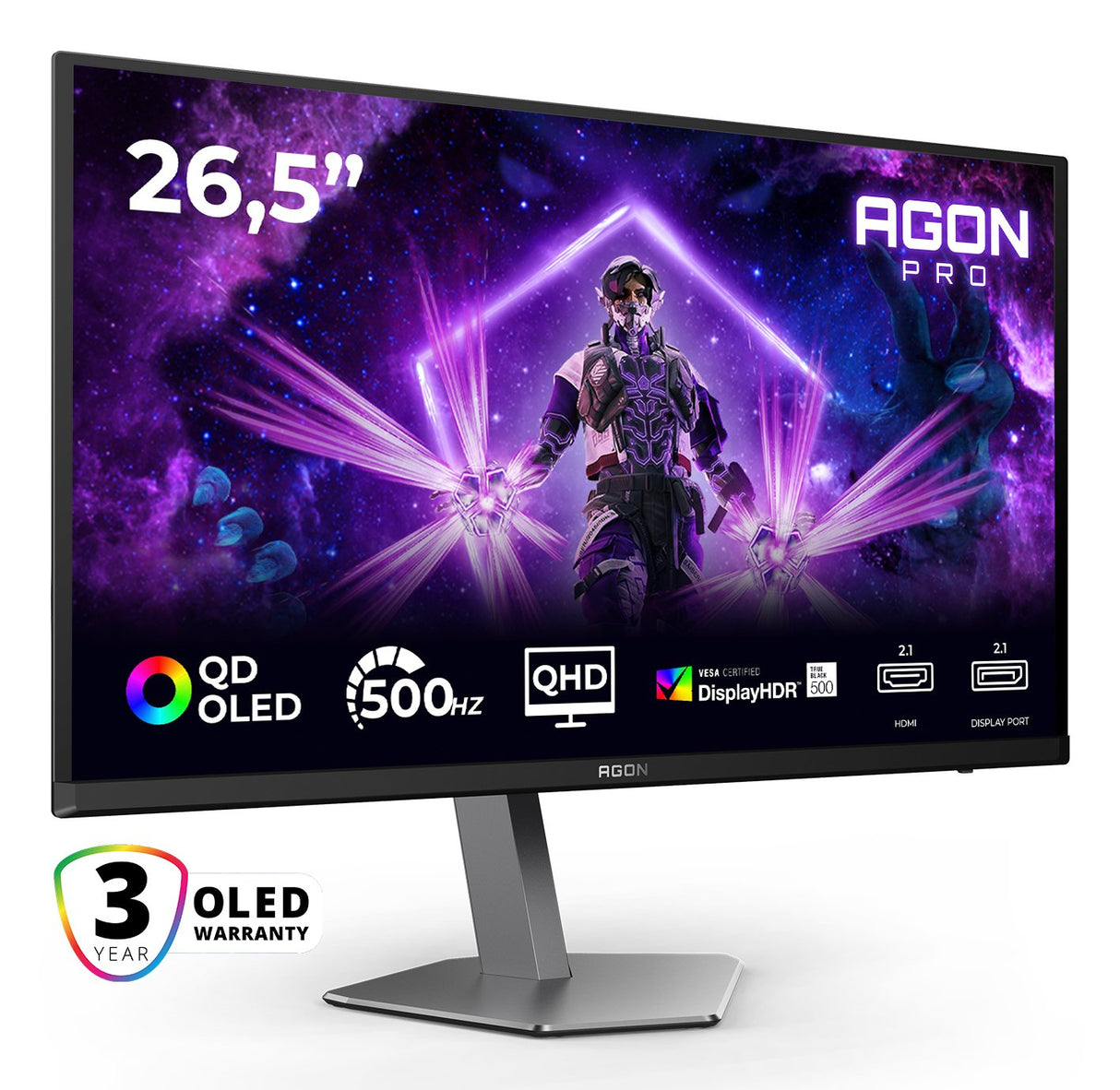 Aoc Agon Pro Ag276qkd2 Qd-Oled (67.3 Cm (26.5 Zoll), Negro, Qhd, Hdmi, Dp, Lautsprecher, Usb-Hub, 500hz Panel) Ag276qkd2