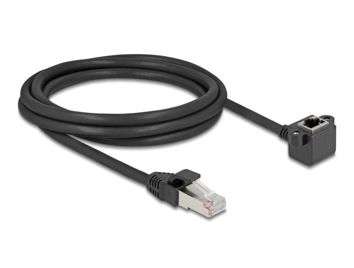 Netzwerk Verlängerungscable Rj45 Stecker Zu Rj45 Buchse 90° Gewinkelt Cat.6 F Utp 2 M Schwarz