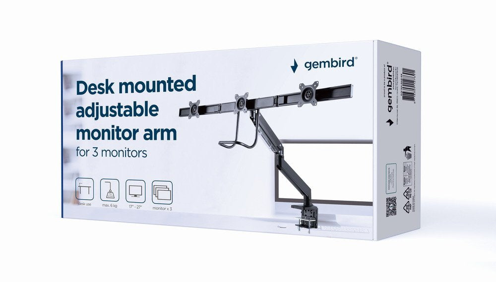 EAN 8716309127691 - Gembird MA-DA3-03 soporte para monitor 68,6 cm (27") Escritorio Negro imagen 15