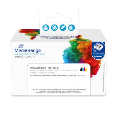 Mediarange Patrone Hp Para Nr.655 1xbk/C/M/Y