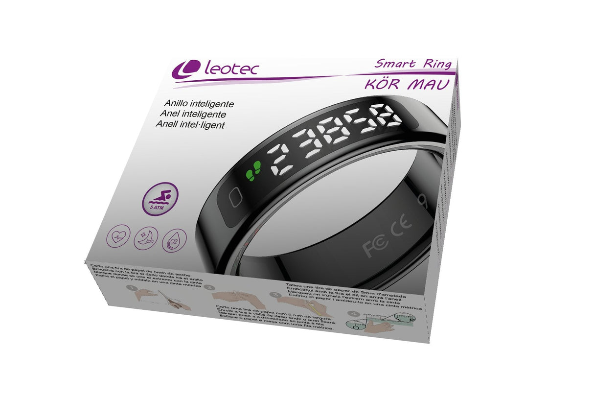 Leotec Smart Ring Kor Mau Negro Talla 8