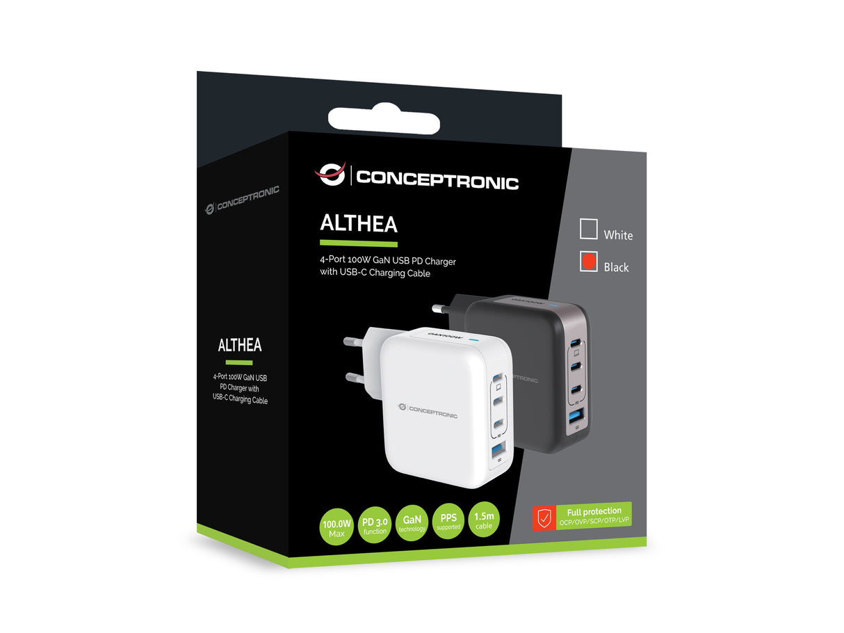 EAN 4015867236536 - Conceptronic ALTHEA18B cargador de dispositivo móvil Universal Negro Corriente alterna Carga rápida Inter imagen 2
