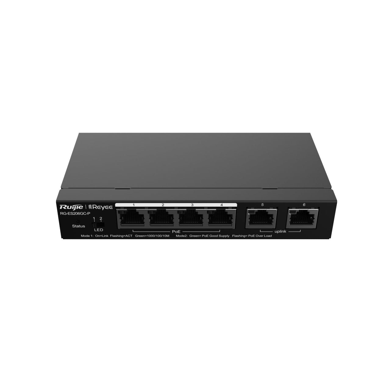 Reyee 6-Port Gigabit Smart Poe Switch, 4 Poe/Poe+ Ports With 2 Gigabit Rj45 Uplink Ports, 54w Poe P