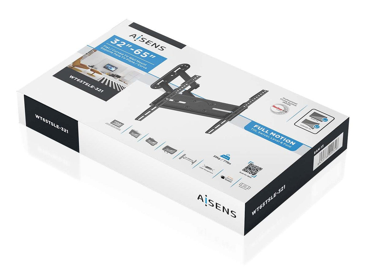 Aisens Soporte Eco Giratorio, Inclinable Y Nivelable Para Monitor/Tv 35kg De 32-65, Negro