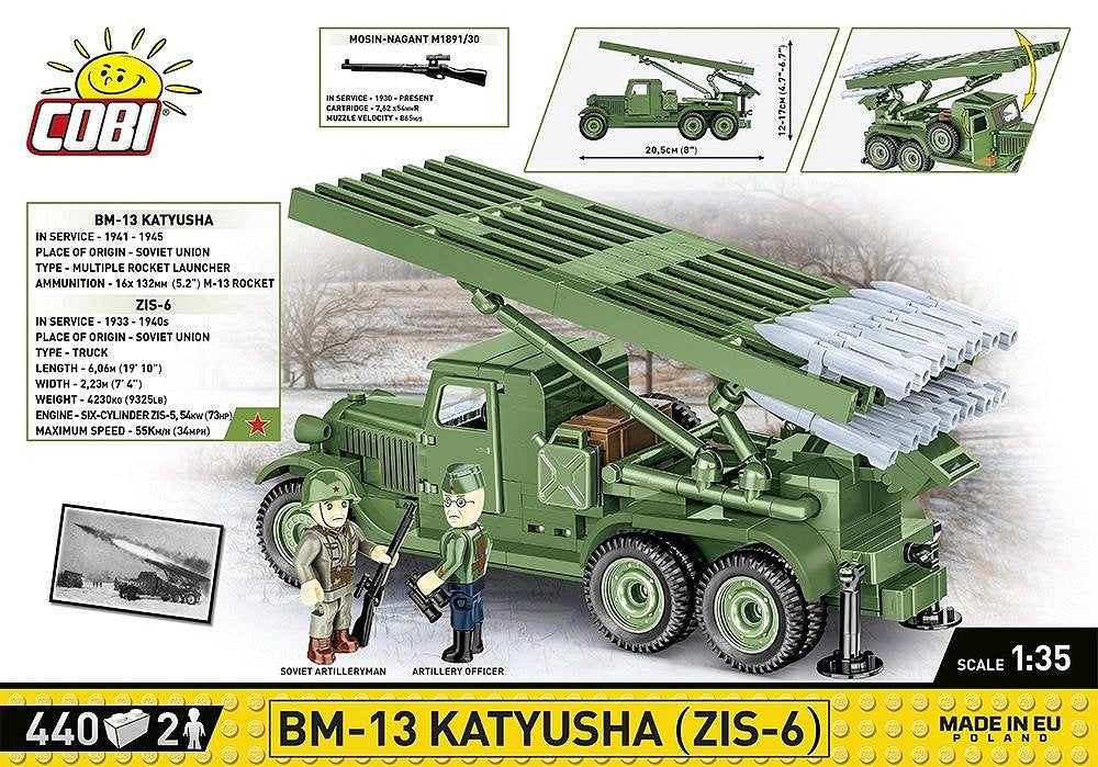 Cobi 2280 Historical Collection Wwii Bm-13 Katyusha Rocket Launcher (Zis-6) 440 Bricks