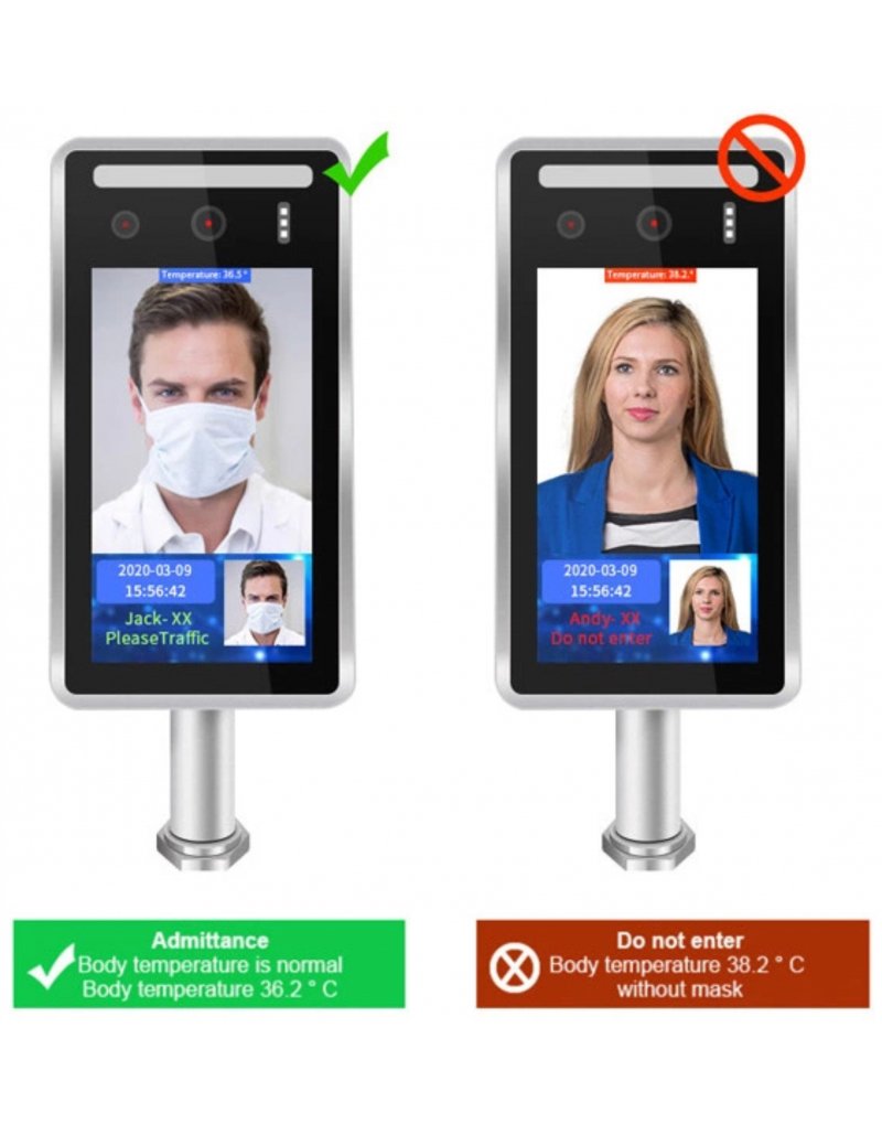 Dispositivo De Reconocimiento Facial Con Termógrafo Y Control De Accesos Premier Sld-505 Advertencia Anomalía Detecta Todas Medidas Temperatura