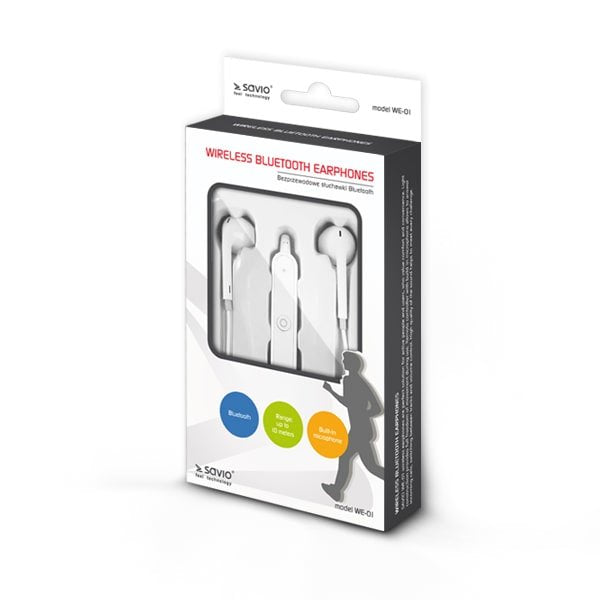EAN 5901986044840 - Savio WE-01 auricular y casco Auriculares Inalámbrico Dentro de oído Llamadas/Música Bluetooth Blanco imagen 6