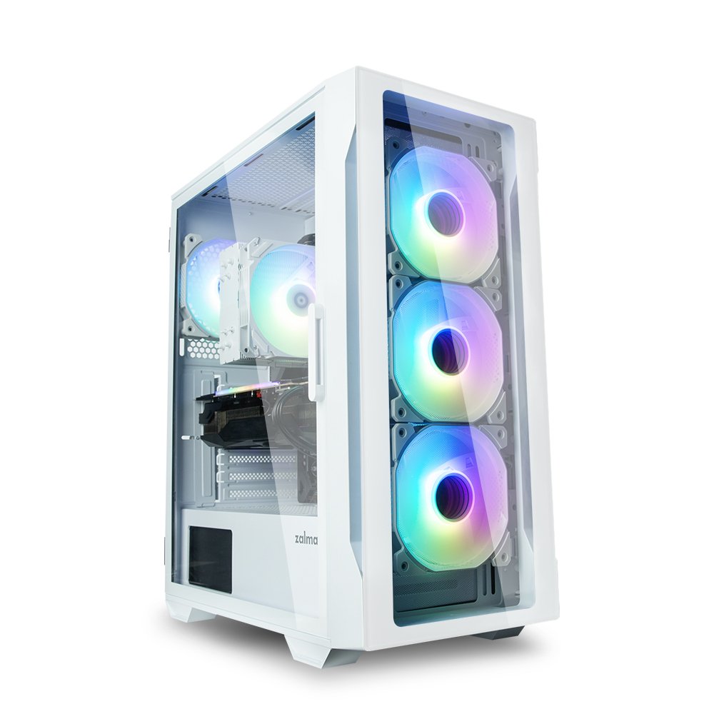 Caja Pc Zalman I3 Neo Tg Mid Tower White Rgb Fan X4
