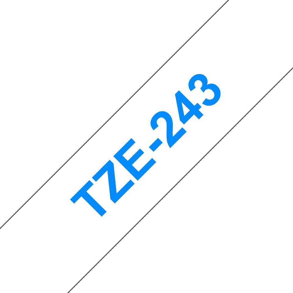 EAN 0012502625773 - Brother TZE-243 cinta para impresora de etiquetas Azul sobre blanco imagen 1