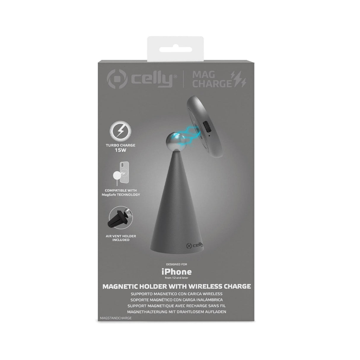 EAN 8021735198765 - Celly MAGSTANDCHARGE cargador de dispositivo móvil Smartphone Plata USB Cargador inalámbrico Interior imagen 5