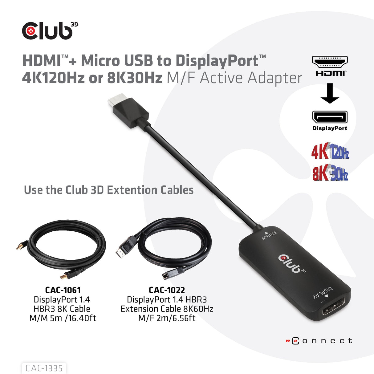 EAN 8719214472498 - CLUB3D CAC-1335 adaptador de cable de vídeo 1 m HDMI + USB DisplayPort Negro imagen 18