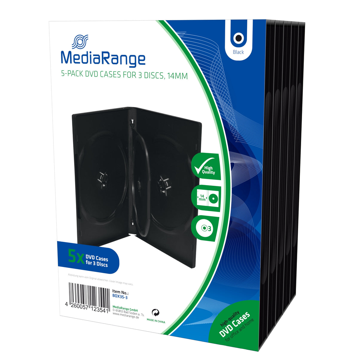 Mediarange Box35-3 Funda Para Discos Ópticos Funda De Dvd 3 Discos Negro 5 Uds