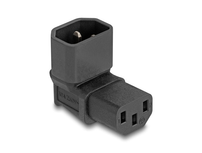 Delock 80472 Adaptador De Poder Iec 60320 - C14 A C13, Macho / Hembra, 10 A, En Ángulo De 90°