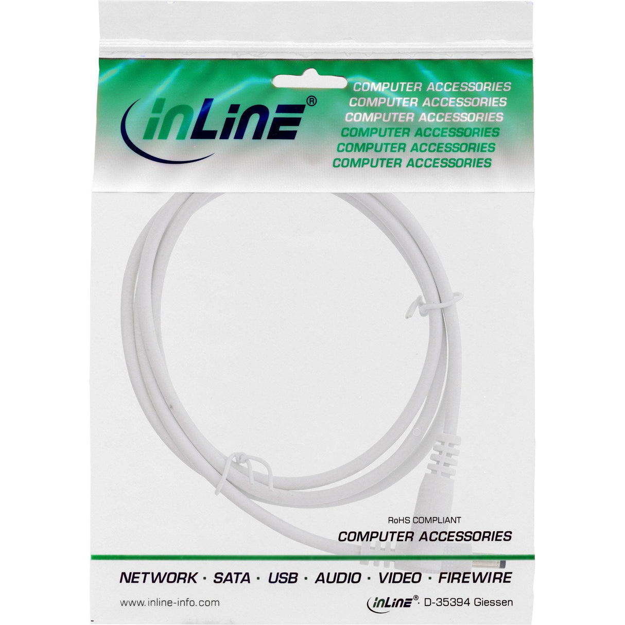 Cable De Extensión De Cc Inline, Enchufe De Cc Macho/Hembra 4,0x1,7 Mm, Blanco, 5 M