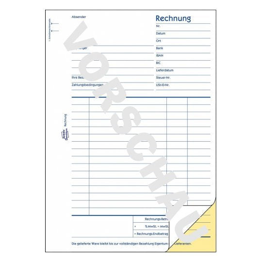 Avery Zweckform Rechnungsformular - 40 Hoja - A5 (148 X 210 Mm)
