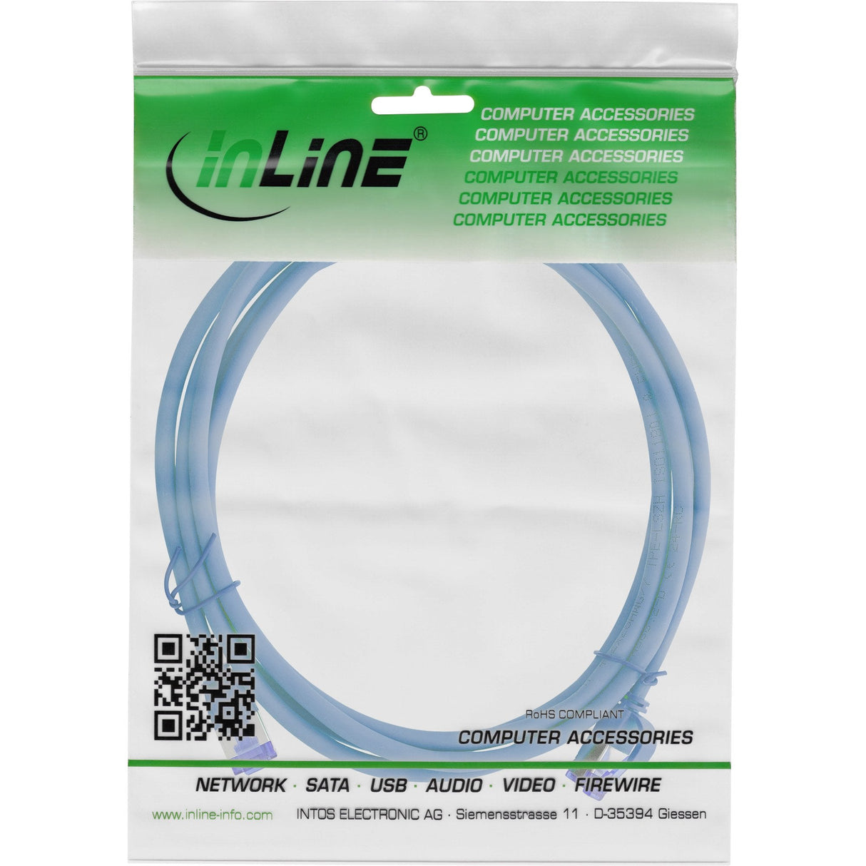 Inline® Cable De Red Slim, Cat.6a, S/Ftp, Tpe (Lszh) Flexible, Poe, Blue, 7.5m