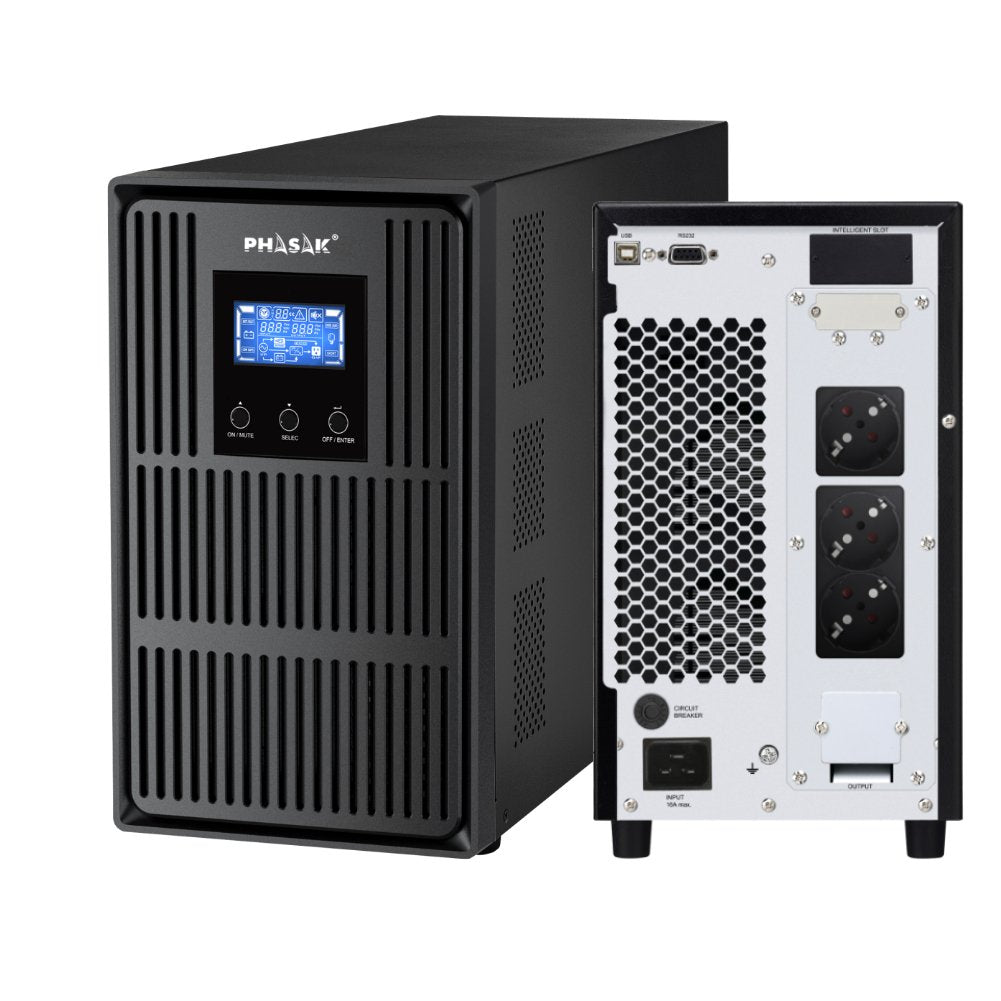 Sai Online Phasak Conqueror Pro 3000 Va Online Lcd 3000va-2700w 3 Salidas Formato Torre