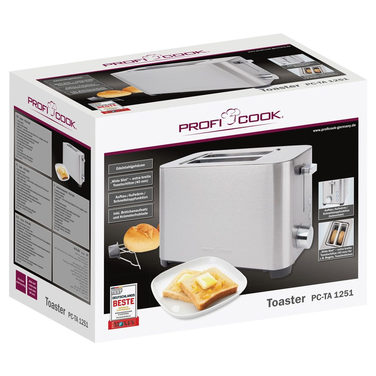 EAN 4006160125108 - ProfiCook PC-TA 1251 2 rebanada(s) 750 W Acero inoxidable imagen 6