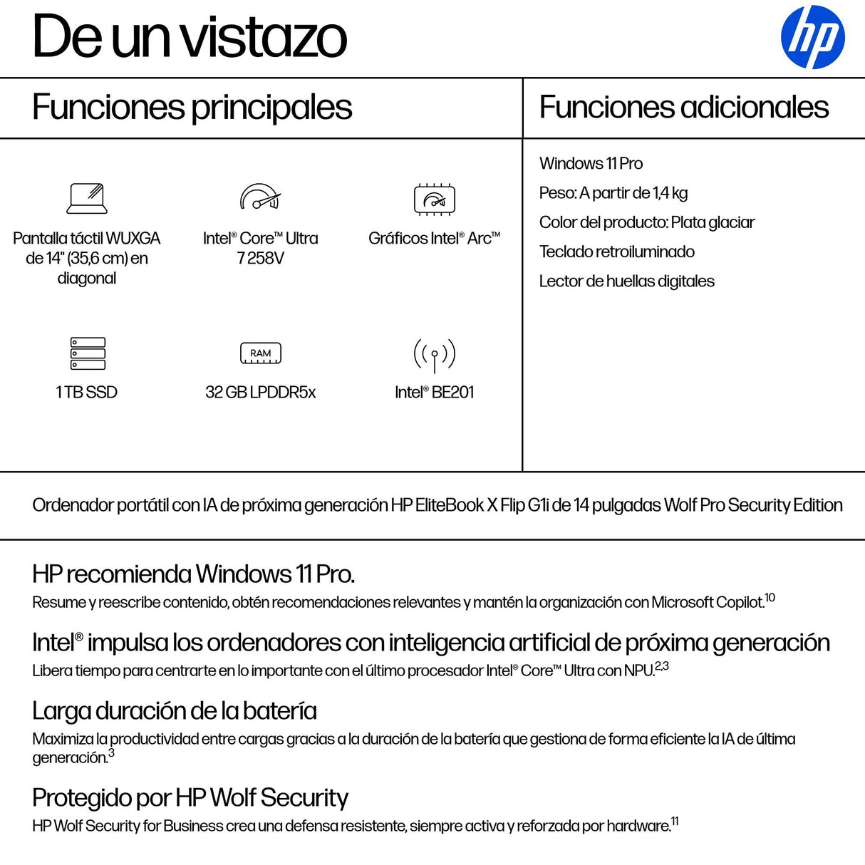 EAN 0198990470603 - HP EliteBook X Flip G1i Next Gen AI PC Wolf Pro Security Edition Copilot+ PC Intel Core Ultra 7 258V Híbr imagen 4
