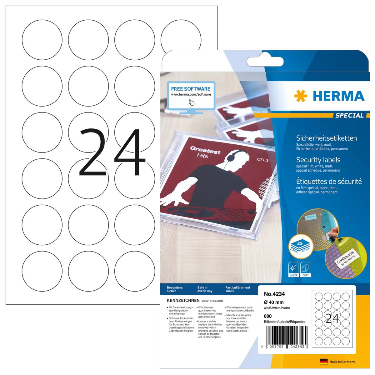 EAN 4008705042345 - HERMA 4234 etiqueta de impresora Blanco Etiqueta para impresora autoadhesiva imagen 1
