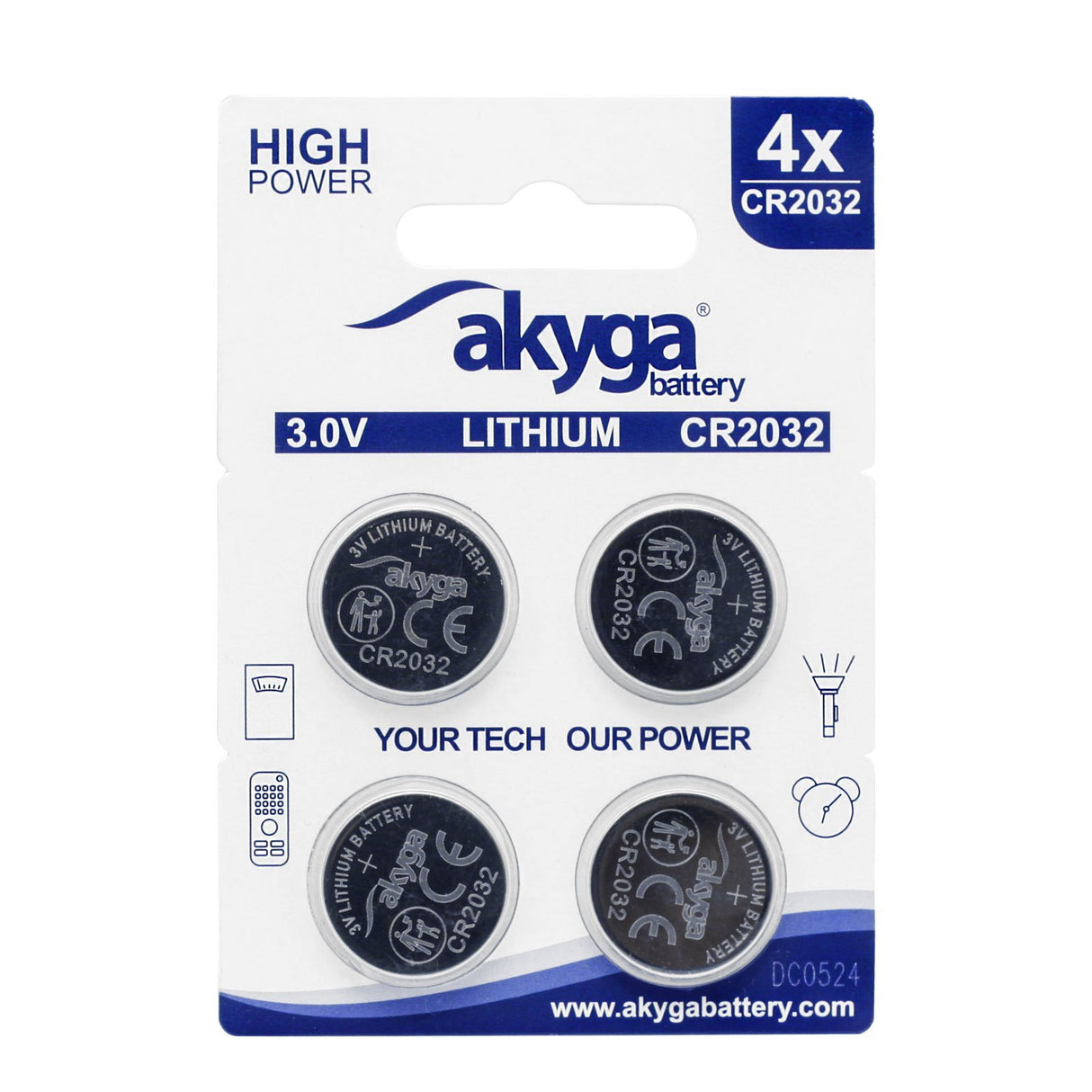 EAN 5906574243049 - Akyga AKY2100 pila doméstica Batería de un solo uso CR2032 Lithium-Manganese Dioxide (LiMnO2) imagen 1