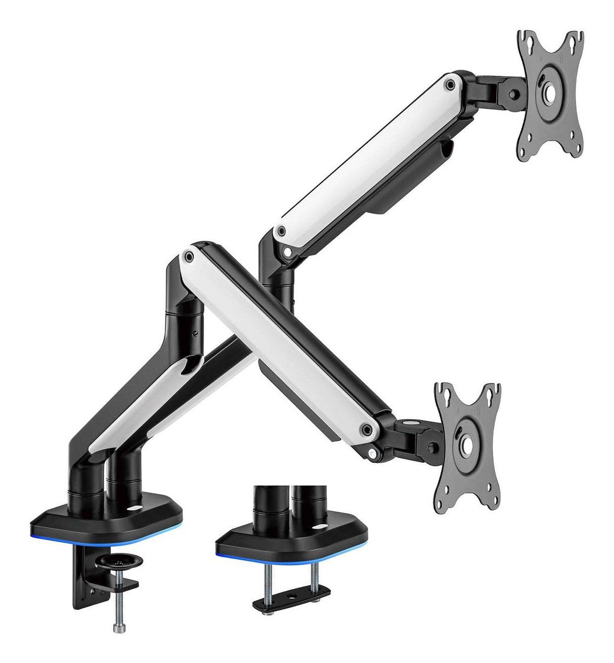 Aisens Soporte De Mesa Rgb Gaming Contrapeso Giratorio E Inclinable Para Monitor/Tv 9kg (3 Pivotes, 2 Brazos) De 17-32, Negro-Blanco