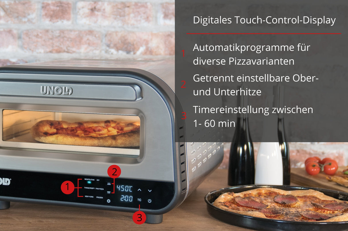 Horno De Pizza Unold Luigi (Acero Inoxidable/Negro, 1700 W, Para Pizzas De Hasta Aprox. Ø 30 Cm) 68816