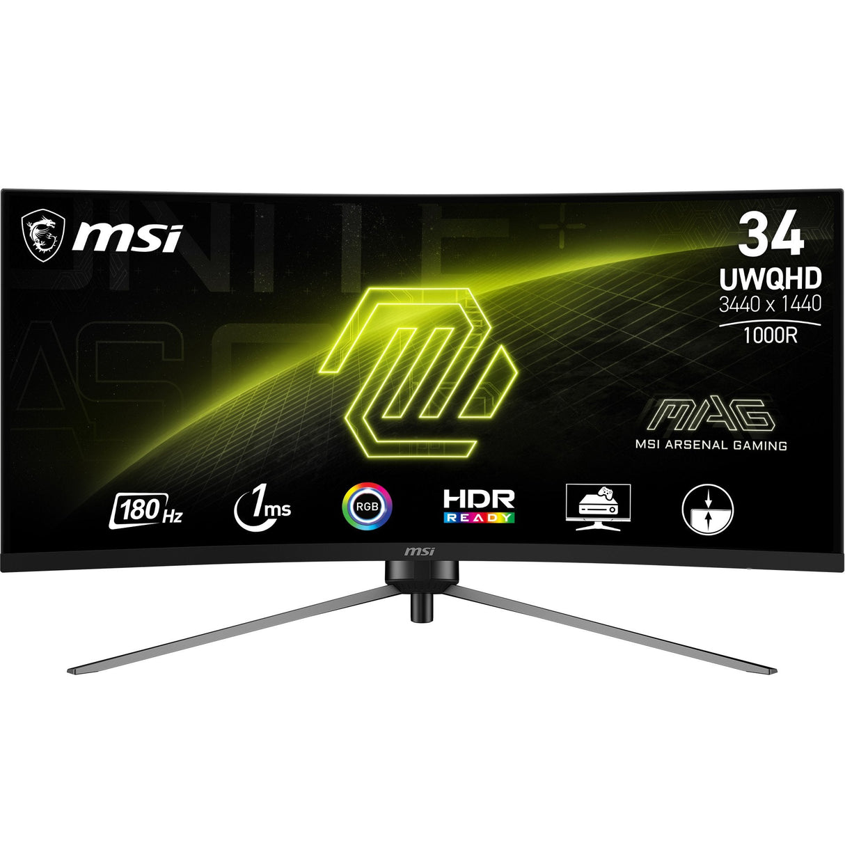 Msi Mag 345cqrde, Monitor Gaming 86 Cm 34", Negro, Uwqhd, Va, Curvo, Ai-Vision, Panel 180hz 9s6-3dd14h-003