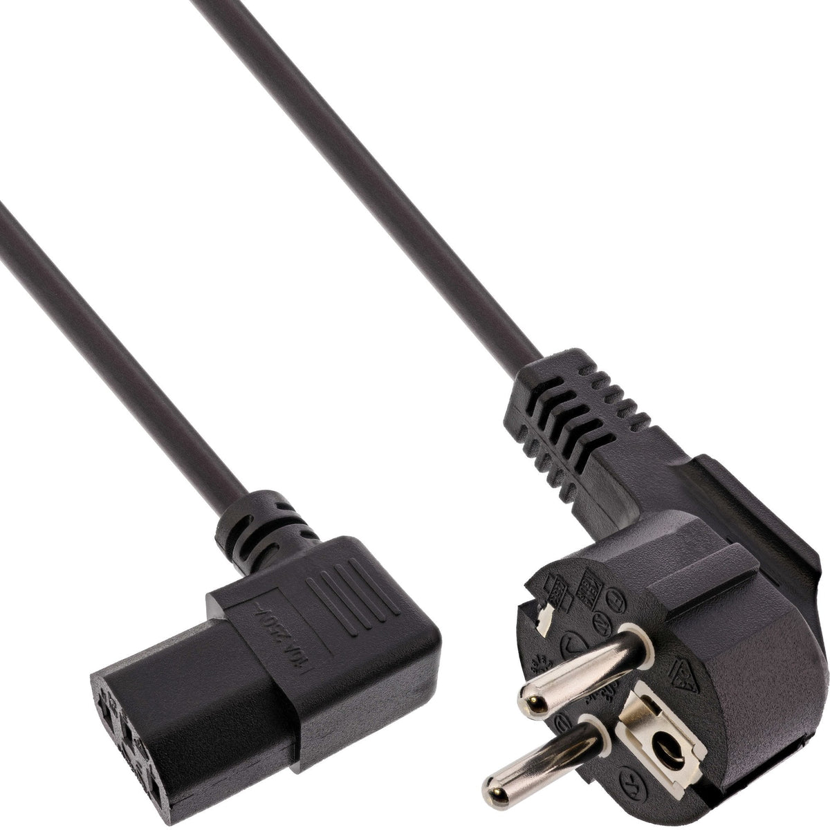 Cable De Alimentación De Red Inline Para Pc C13 Acodado Negro 0,3 M