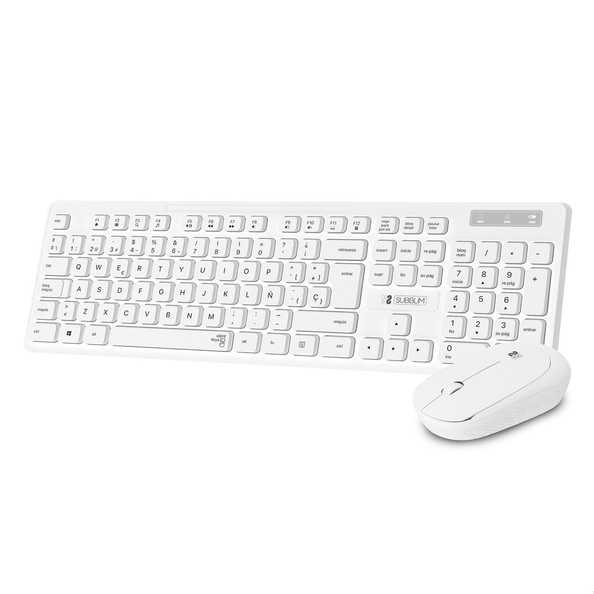 Teclado + Raton Business Slim Silencioso Wireless Blanco Subblim Español