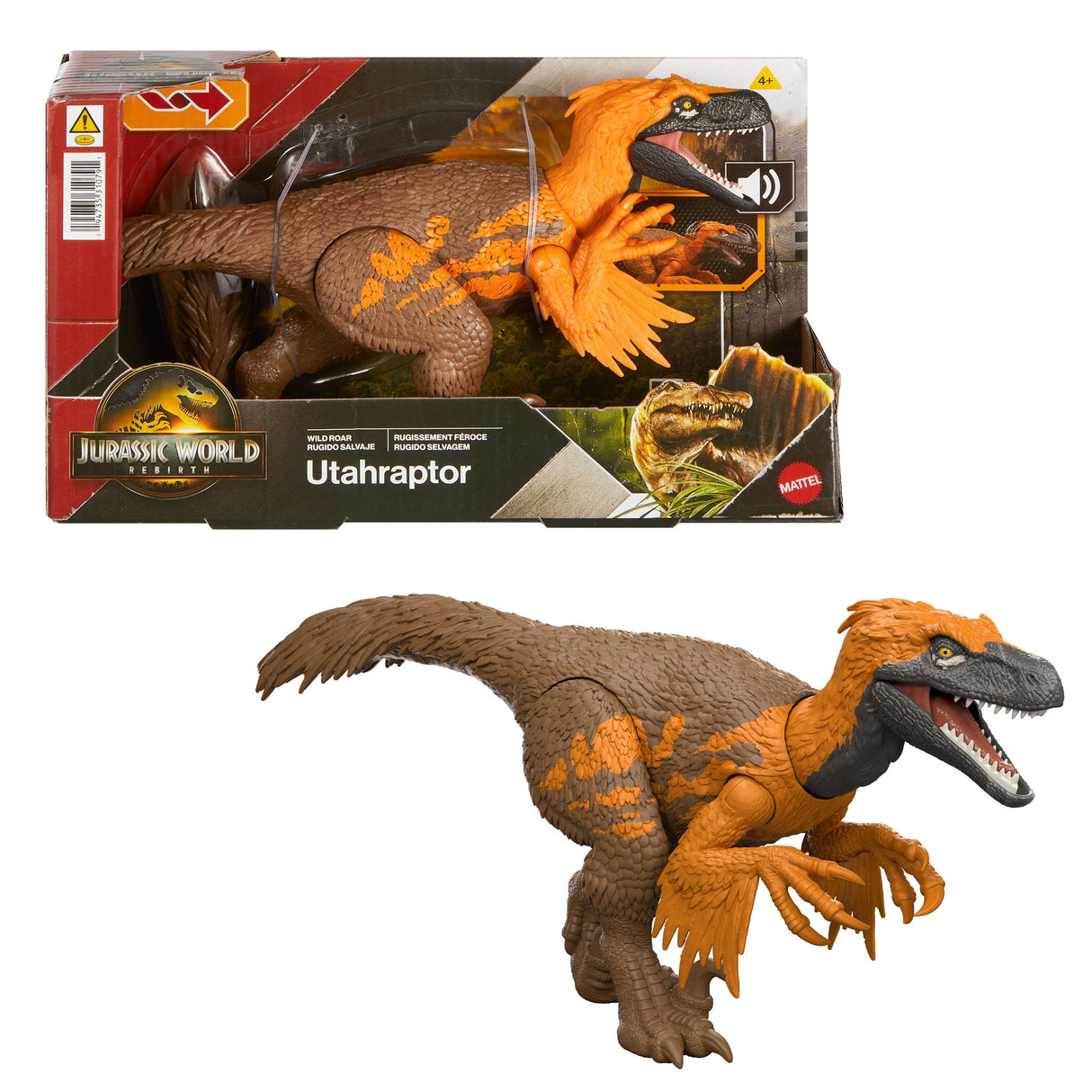 Figura Mattel Jurassic World Wild Roar Utahraptor, Personaje Jgc80