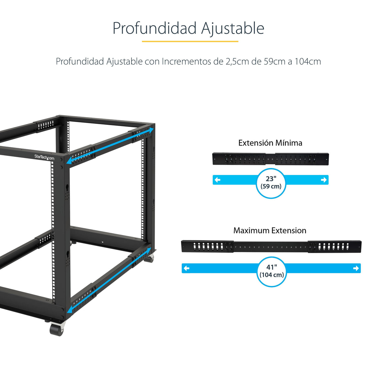 EAN 0065030858519 - StarTech.com 4POSTRACK25U armario rack Rack o bastidor independiente Negro imagen 10
