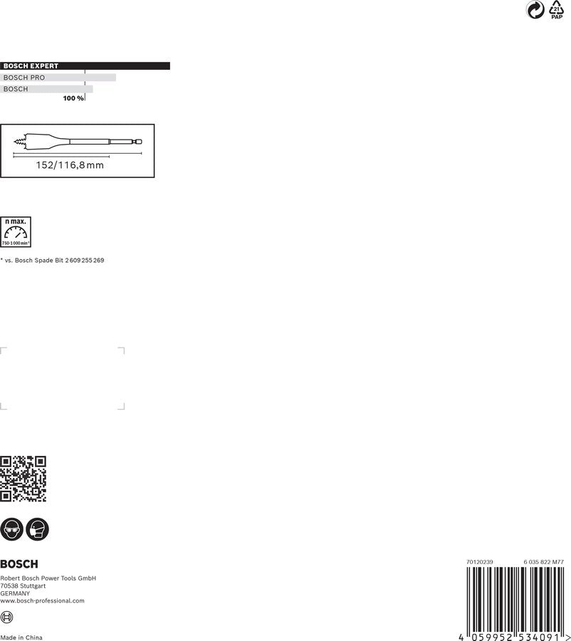 Juego De Brocas De Fresado Plano Bosch Expert Self Cut Speed, 7 Piezas, Ø 16 - 32 Mm (Longitud 152 Mm, Incl. 1 Extensión) 2608900334