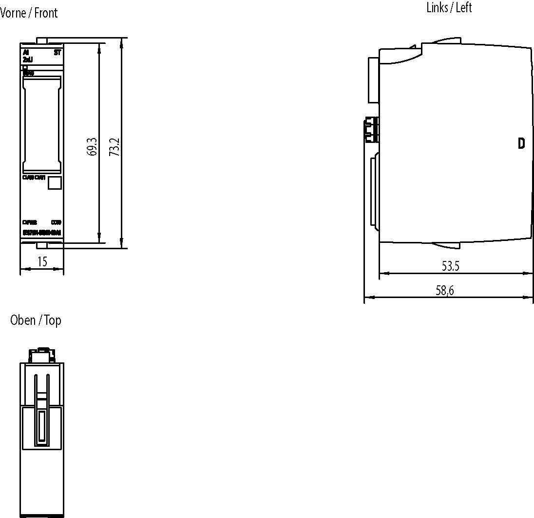 Siem 6es7134-6fb00-0ba1 Simatic Et 200sp, Analoges Eingangsmodul, Ai 2xu