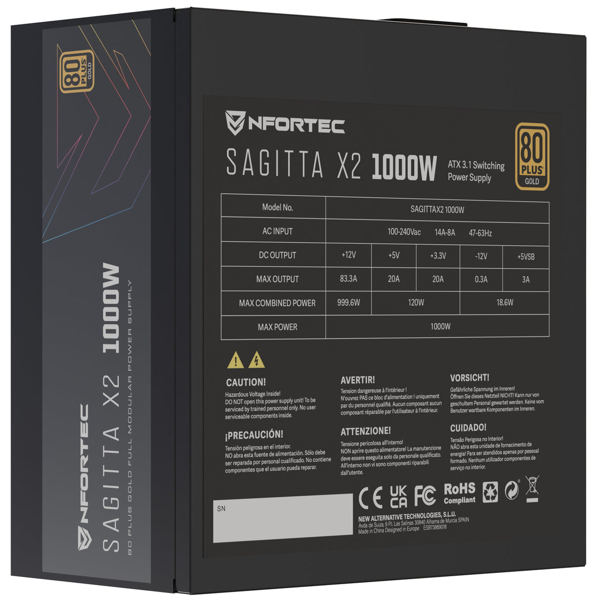 EAN 8435443722448 - Nfortec NF-PSU-SAGITTAX2-FM-1000W unidad de fuente de alimentación 20+4 pin ATX ATX imagen 5