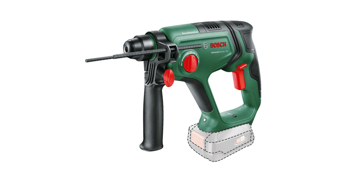 Taladro Percutor Inalámbrico Bosch Universalhammer 18v Baretool (Verde/Negro, Sin Batería Ni Cargador, Power For All Alliance) 06039d6000