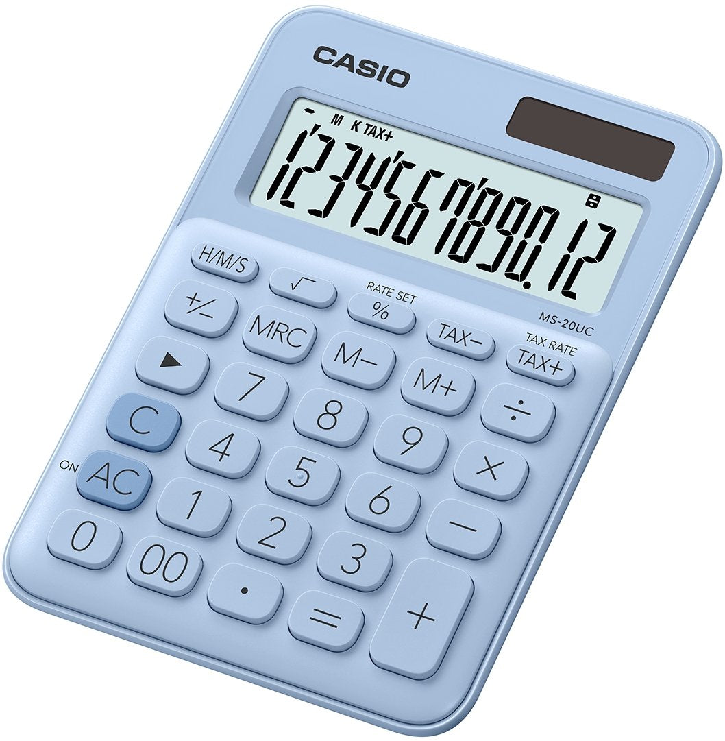 Casio Calculadora De Oficina Sobremesa Azul Claro 12 Dígitos Ms-20uc