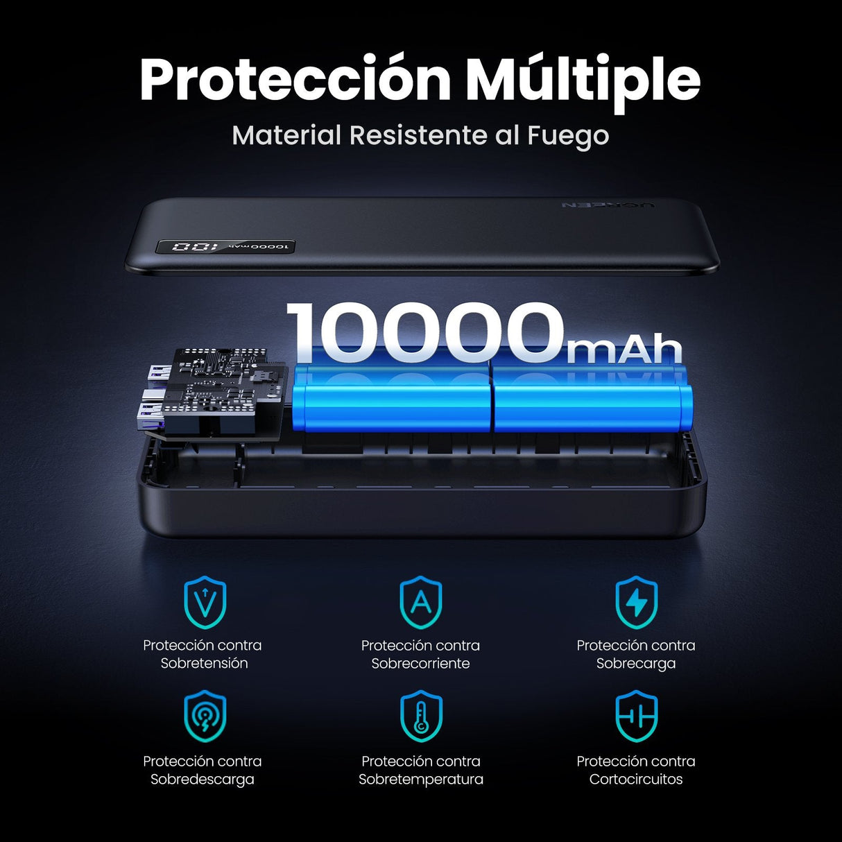 Ugreen 25742 Batería Externa Ión De Litio 10000 Mah Negro