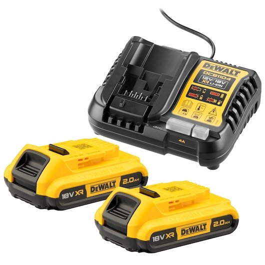 Dewalt Kit De Batería Dcb1104d2, 18 Voltios, Cargador Amarillo/Negro, 2 Baterías De Iones De Litio De 9,0 Ah Dcb1104d2-Qw
