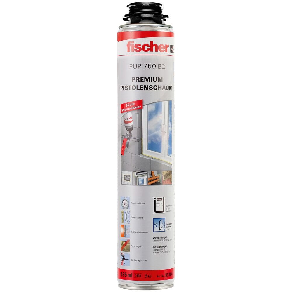 Fischer Espuma Para Pistola Pup 750 B2 Premium, Sellador Beige, 825ml 53084