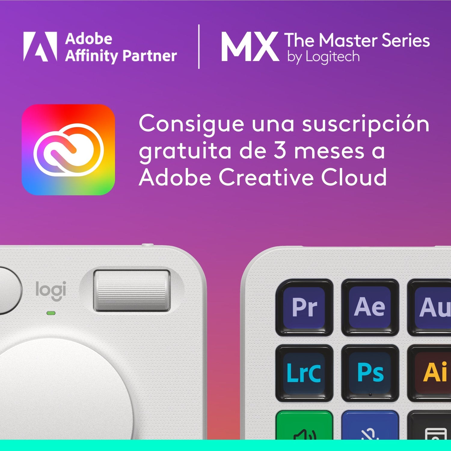 Logitech Master Series Mx Creative Console Conjunto De Teclado Y Teclado De Marcación Retroiluminación Usb-C Gris Pálido